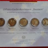 Deutschland BRD 2010 2 Euro Sondermünzen A - J Bremen im Folder