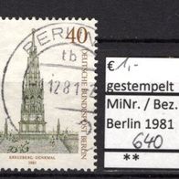 Berlin 1981 200. Geburtstag von Karl Friedrich Schinkel MiNr. 640 gestempelt -3-