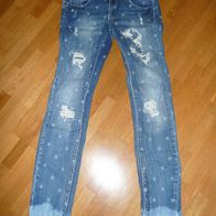 Denim Jeans Hose Gr. 27 mit Löcher Modern