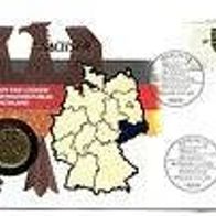 Numisbrief "Sachsen" mit 1 DM BRD 1991 vergoldet #368