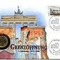 Numisbrief "5. Jahrestag Grenzöffnung" mit 1 DM BRD 1971 vergoldet , #370