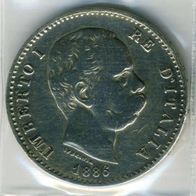 Italien 1 Lira 1886 R in Top Erhaltung, König Humbert I.