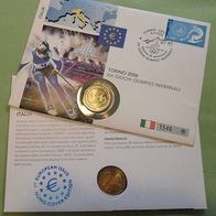 Italien 2006 2 Euro Gedenkmünze Turin - als Europa Numisbrief - Edition