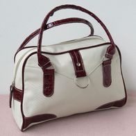 NEU: Damen Tasche Bowling Bag Shopper Handtasche Henkel Kroko beige Handbag