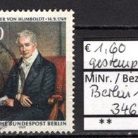 Berlin 1969 200. Geburtstag von Alexander Freiherr von Humboldt MiNr. 346 gest-. -2-