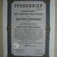 Pfandbrief der Landschaft der Provinz Westfalen 100 RM 1940