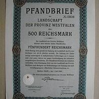 Pfandbrief der Landschaft der Provinz Westfalen 500 RM 1940