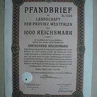 Pfandbrief der Landschaft der Provinz Westfalen 1.000 RM 1940
