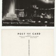 London 1950er Trafalgar Square by Night Ansichtskarte Echte s/ w Fotografie Postkarte