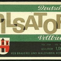 ALT ! DDR Bieretikett "PILSATOR" : VEB Brauerei und Malzfabrik Köthen Sachsen-Anhalt