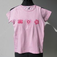Mädchen T-Shirt Gr. 122 / 128 rosa pink Blumen Herz Schmetterling Shirt Pulli
