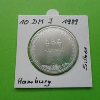 Deutschland BRD 1989 10 DM J Silber - Hamburg