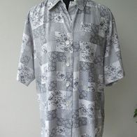 Wie neu: Bluse schwarz weiß "Verse" Gr 36 Kurzarm Tunika Karo Blumen Shirt Hemd