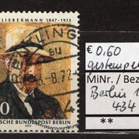 Berlin 1972 125. Geburtstag von Max Liebermann MiNr. 434 gestempelt -1-