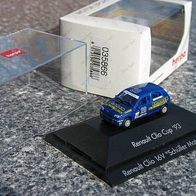Renault Clio 16V Racecar Schüller blau #28 herpa 1:87 Vitrine