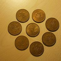 England, 8 Münzen, siehe Bild