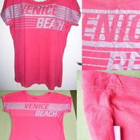Venice Beach Gr. M Rosa Glitzer Silber Grau vorne Sportshirt Shirt Baumwolle