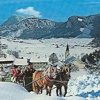 A 6335 Thiersee Winterpanorama mit Kutsche um 1972