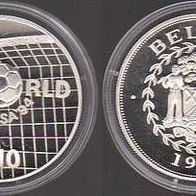 1994 Belize Fußball WM USA 10 Dollars Ball im Tor Polierte Platte