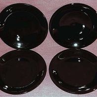 4 dunkelrötlich-braune Dessert-Teller , aus Keramik , ca. 19,5 cm Durchmesser