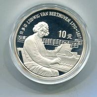 China Silber PP/ Proof 10 Yuan 1990 Ludwig van Beethoven