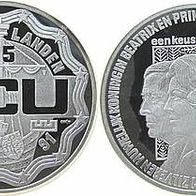 Niederlande Silber PP/ Proof 25 Ecu 1991 Silberhochz. Königin Beatrix u. Prinz Claus