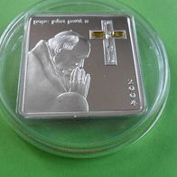 Vatikan 2004 MÜNZE Papst Johannes Paul II. 925er Silber mit Swarovski Kristallen
