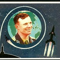 Postkarte Juri Alexejewitsch Gagarin - Kosmonaut der Sowjetunion (1)