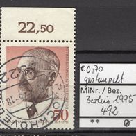 Berlin 1975 100. Geburtstag von Prof. Ferdinand Sauerbruch MiNr. 492 gestempelt -1-