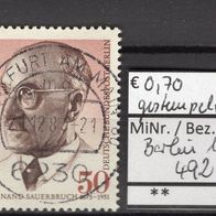 Berlin 1975 100. Geburtstag von Prof. Ferdinand Sauerbruch MiNr. 492 gestempelt -2-