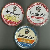 3 Krombacher Aktions-Kronkorken alkoholfrei 2014 Brauerei Kreuztal-Krombach caps