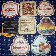 8 Bierdeckel Stuttgarter Moninger Alpirsbacher Moninger