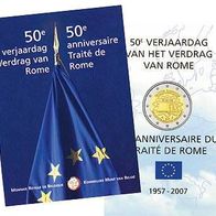 2 Euro 2007 stgl. Belgien in amtlicher Münzkarte (50 Jahre Römische Verträge))