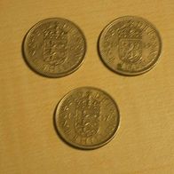 Großbritannien, 1 Shilling Münzen Elisabeth II (3 Stück), gebraucht