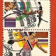 USA 1983 Olympische Sommerspiele ZD. senkrecht Mi.1644 + 1646 sauber gest.