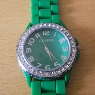 DHU-6886 Herrenuhr, Damenuhr, Armbanduhr, Unisex Uhr, Strass Watch, grün