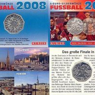 Österreich Silber 5 Euro 2008 handgehoben im Blister, Zweikampf XIII. Fußball-EM