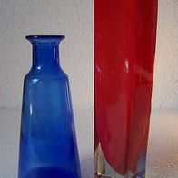 Blaue und Rote Glas-Vase