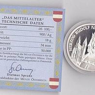 Österreich Silber PP 100 Schilling 2001 "Uni Wien" Rudolf IV,