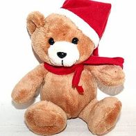 hübscher kleiner weicher Weihnachts Teddy 20 cm mit roter Mütze