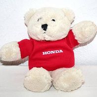 Maskottchen weißer kleiner weicher Teddy mit rotem Pullover und HONDA Schriftzug
