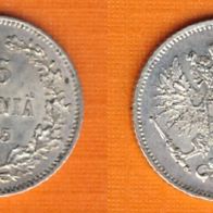 Finnland 25 Pennia 1915 Silber