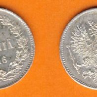 Finnland 25 Pennia 1916 Silber