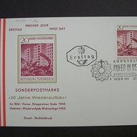 Österreich Ersttagskarte Mi.1179 20 Jahre Wiederaufbau 1965 SST Erzbischöfl. Palais