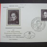 Österreich Ersttagskarte Mi.1183 175. G.F. Raimunds Schauspieler + Bühnendichter 1965