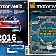 2 x ADAC motorwelt 2016 - Hefte Nr. 1 + 2 - Neuheiten - Tests und vieles mehr