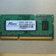 ASint DDR3 SO-Dimm 1GB 1333MHz SSY3128M8-EDJED notebook laptop Speicher