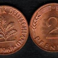 2 Pfennig 1968 D vz