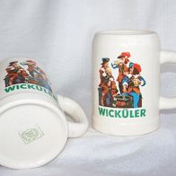 2 Dom Keramik/ Staffel Stoneware Werbe Keramik Krüge- " Wicküler "