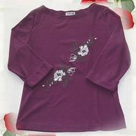Trend Collection Pullover T-Shirt Shirt 2/3 Ärmel Gr. 40 lila Stickerei